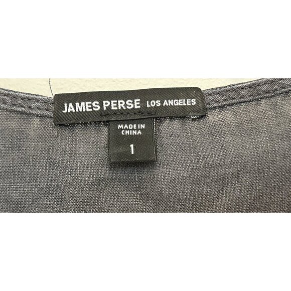 JAMES PERSE Split Front Linen Top Tunic V-Neck Charcoal Gray Size 1 - Picture 4 of 7